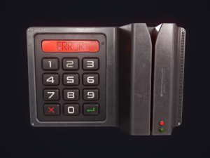Code lock and key card Modello 3D