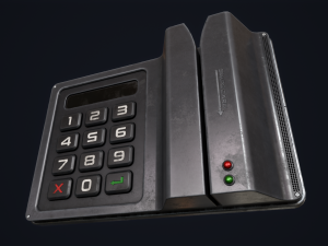 Code lock and key card Modello 3D