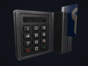 Code lock and key card Modello 3D