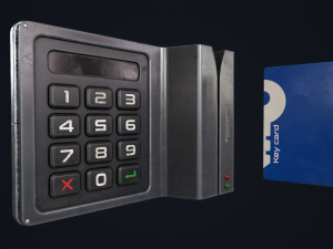 Code lock and key card Modello 3D