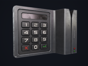 Code lock and key card Modello 3D
