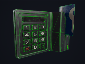 Code lock and key card Modello 3D