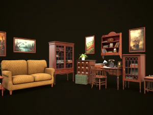 Vintage Office Set 3D Model