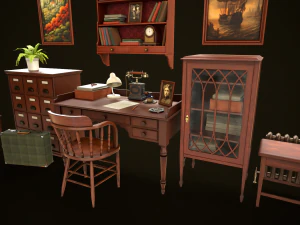 Vintage Office Set 3D Model