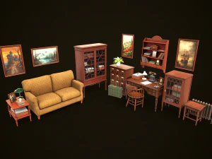 Vintage Office Set 3D Model