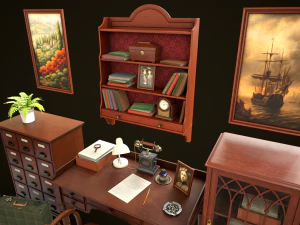Vintage Office Set 3D Model