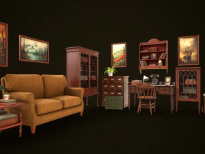 Vintage Office Set 3D Model