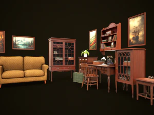 Vintage Office Set 3D Model