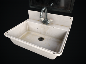 Metal Sink and Mirror 3D मॉडल