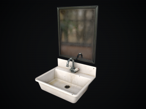 Metal Sink and Mirror 3D Model