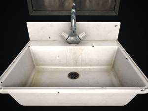Metal Sink and Mirror 3D Model