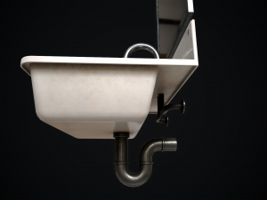 Metal Sink and Mirror 3D Model