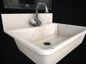 Metal Sink and Mirror 3D Model