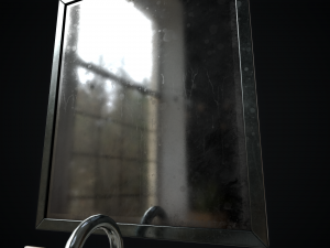 Metal Sink and Mirror 3D Model