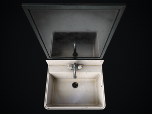 Metal Sink and Mirror 3D Model