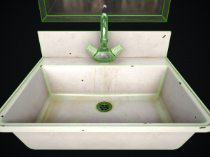 Metal Sink and Mirror 3D Model