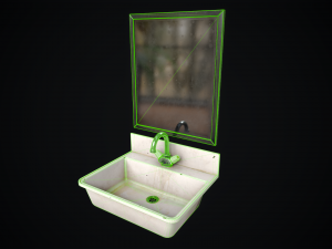 Metal Sink and Mirror 3D Model
