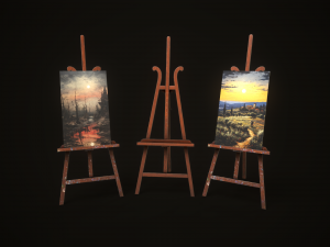 Vintage easel and canvas 3D Модель