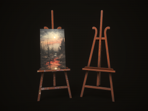 Vintage easel and canvas 3D Model