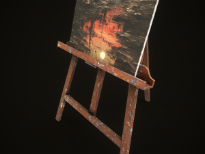 Vintage easel and canvas 3D Model