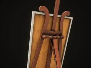 Vintage easel and canvas 3D Model