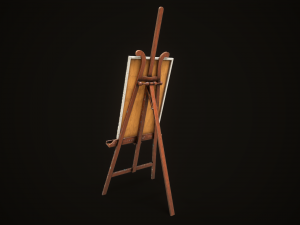 Vintage easel and canvas 3D Model