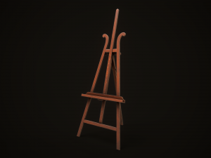 Vintage easel and canvas 3D Model