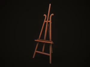 Vintage easel and canvas 3D Model