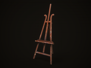 Vintage easel and canvas 3D Model
