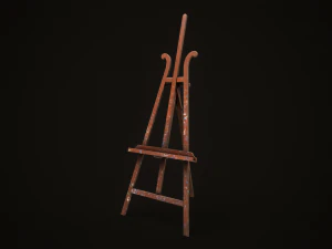 Vintage easel and canvas 3D Model