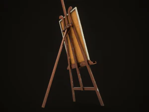 Vintage easel and canvas 3D Model
