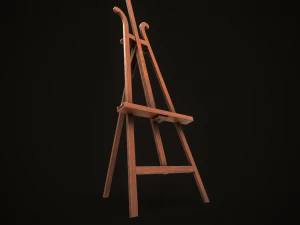 Vintage easel and canvas 3D Model