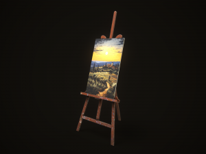 Vintage easel and canvas 3D Model
