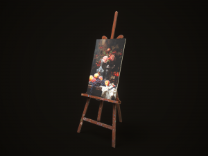 Vintage easel and canvas 3D Model