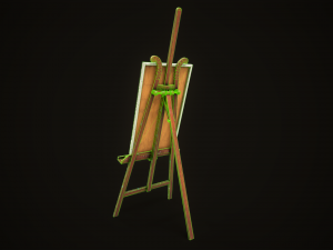 Vintage easel and canvas 3D Model