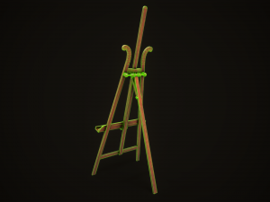 Vintage easel and canvas 3D Model