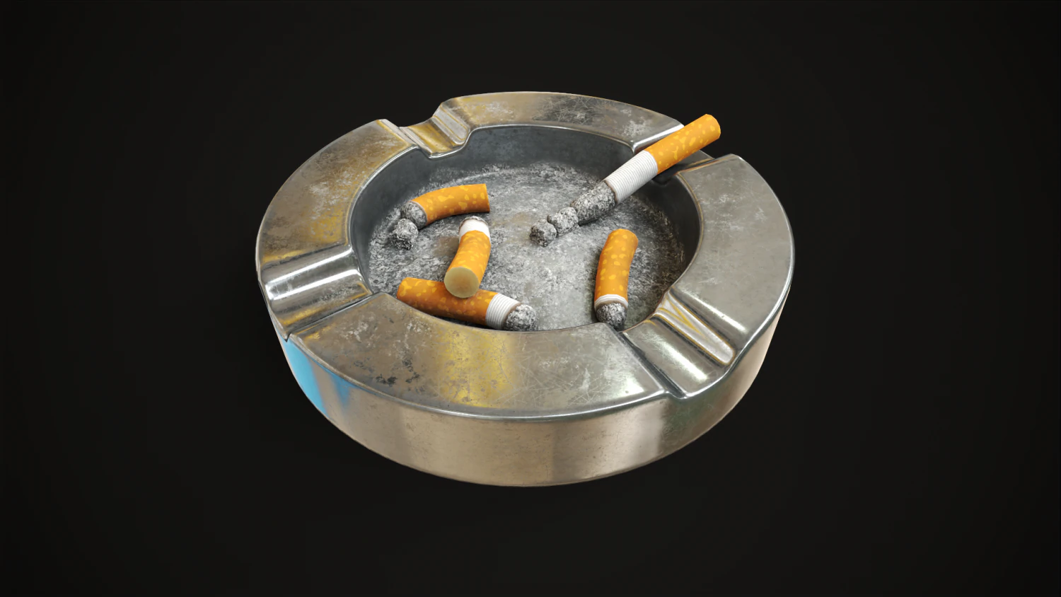 Metal ashtray 3D Model .c4d .max .obj .3ds .fbx .stl .blend