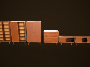 Retro furniture set 3D Model