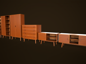 Retro furniture set 3D Model