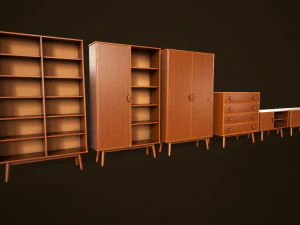 Retro furniture set 3D Model