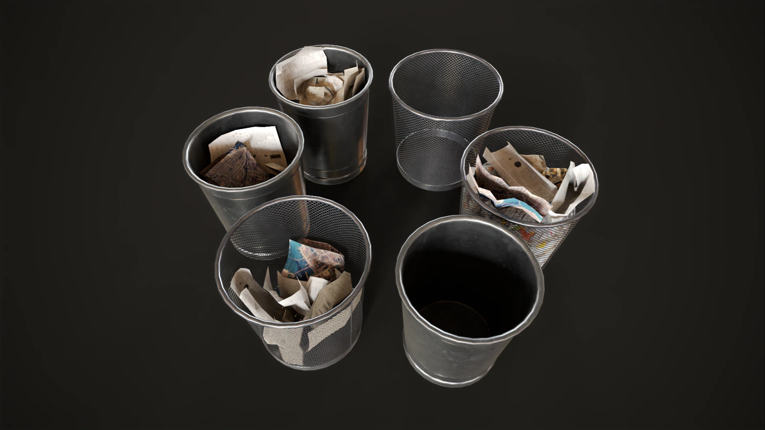 Trash bins 70s 3D Model .c4d .max .obj .3ds .fbx .stl .blend 