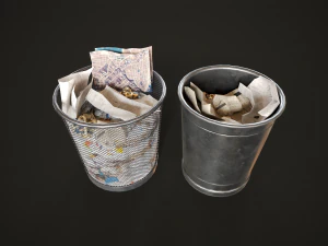Trash bins 70s 3D Model