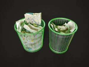 Trash bins 70s 3D Model