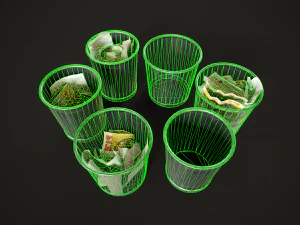 Trash bins 70s 3D Model