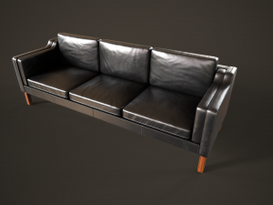 Leather sofas and armchair Model 3D