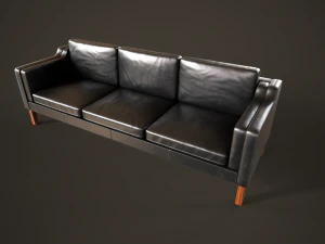 Leather sofas and armchair 3D Model