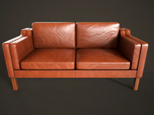Leather sofas and armchair 3D Model