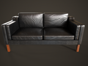 Leather sofas and armchair Model 3D