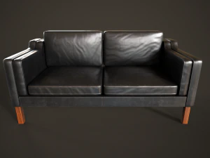 Leather sofas and armchair 3D Model