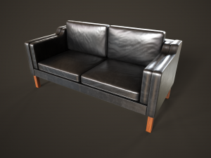 Leather sofas and armchair Model 3D